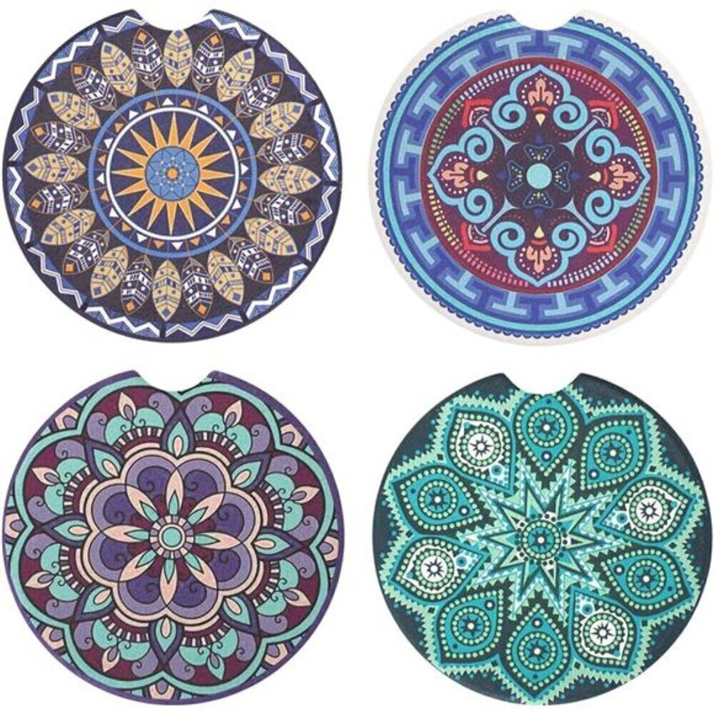 Car Cup Coasters Decorative Design 4-Pack Cup Holder Anti Slip Rubber Vehicle